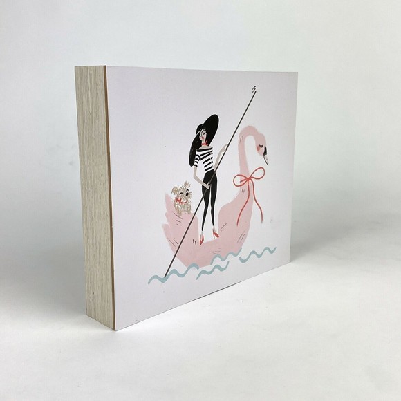 Woman On Swan Gondola Dog 8" x 7" Hobby Lobby Wall Decor Road Trip 21 Collection - Picture 3 of 5